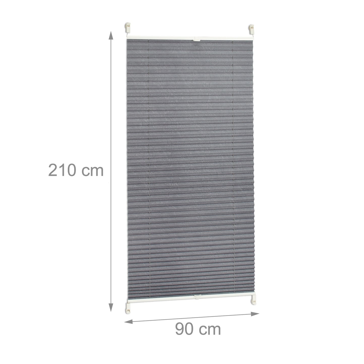 Translucent Grey Pleated Blinds – No Drill, Polyester