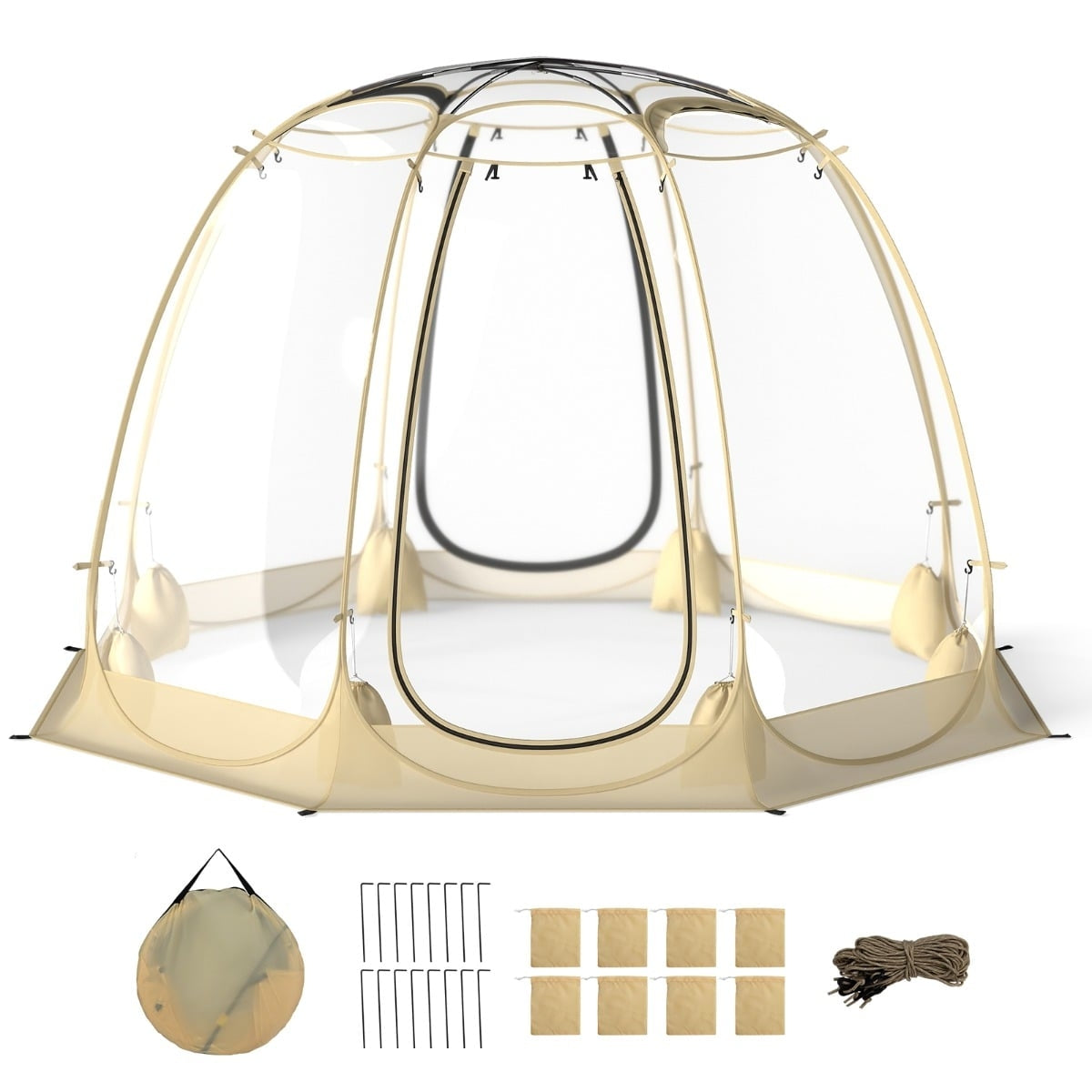 Transparent PVC Pop-Up Bubble Tent for 5-6 People, 265x265 cm