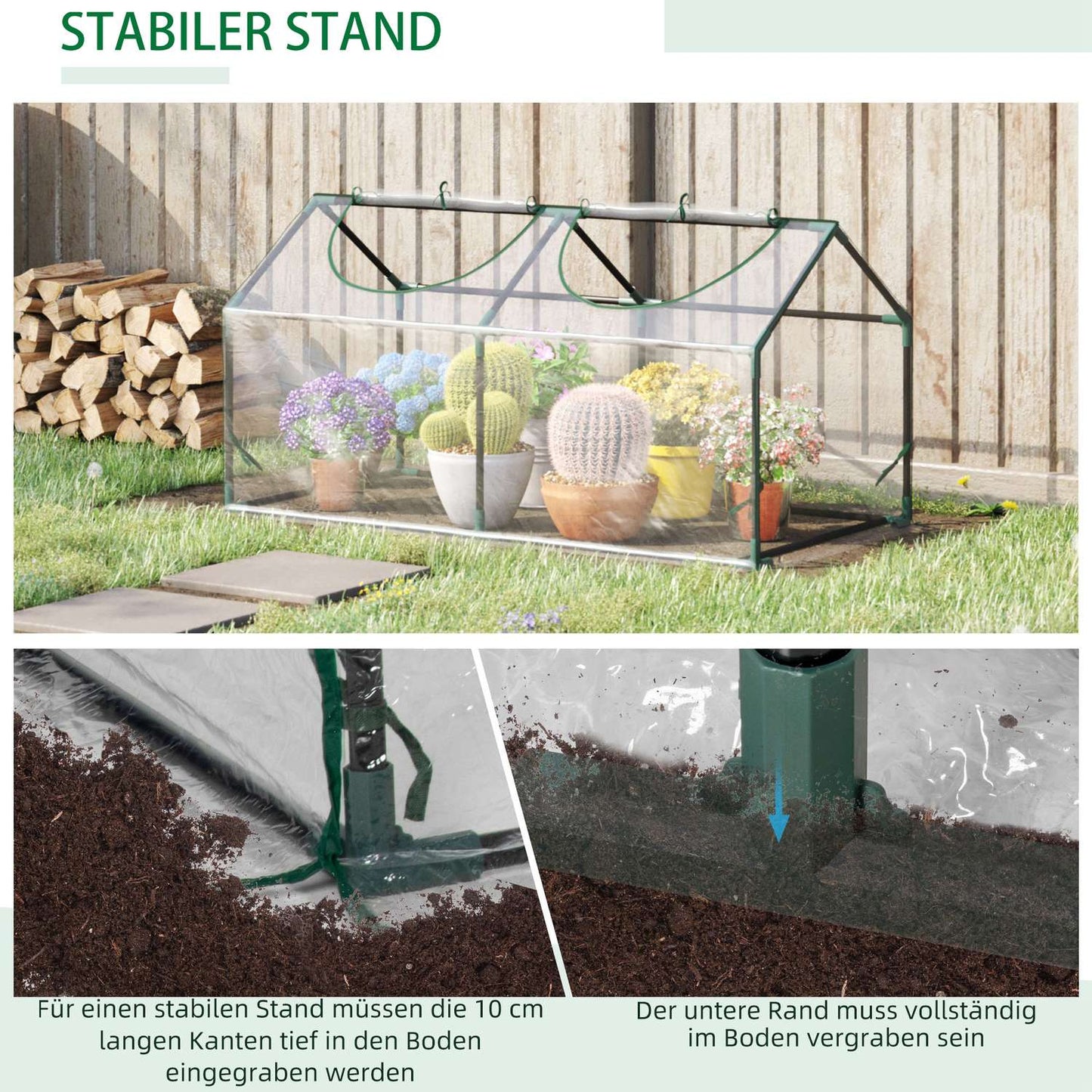 Transparent PVC greenhouse with window - 120x60x60 cm