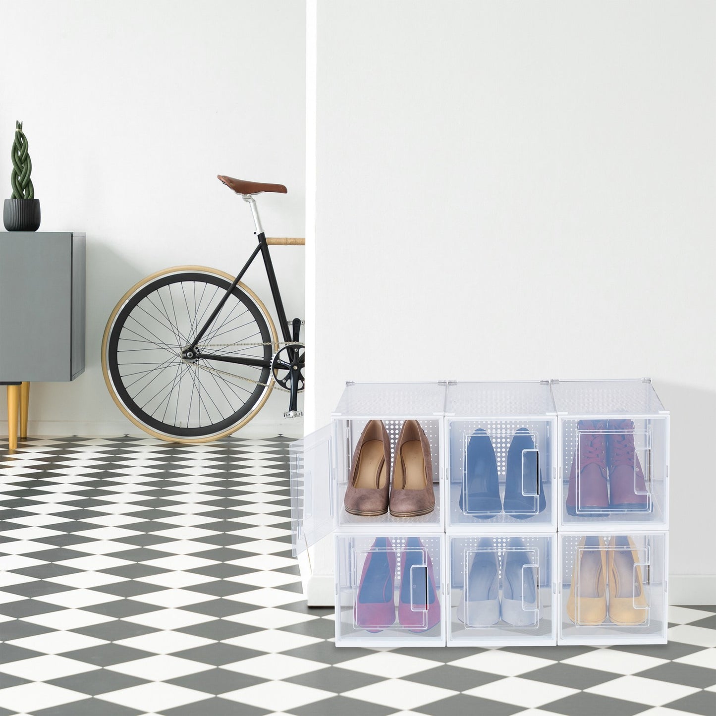 Transparent Shoe Storage Boxes for High Heels, Set of 6