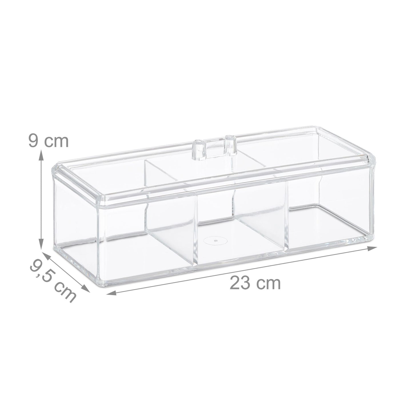 Transparent tea box with 3 compartments