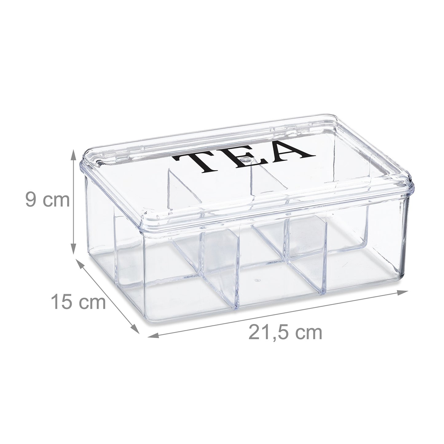 Transparent tea box with 6 compartments