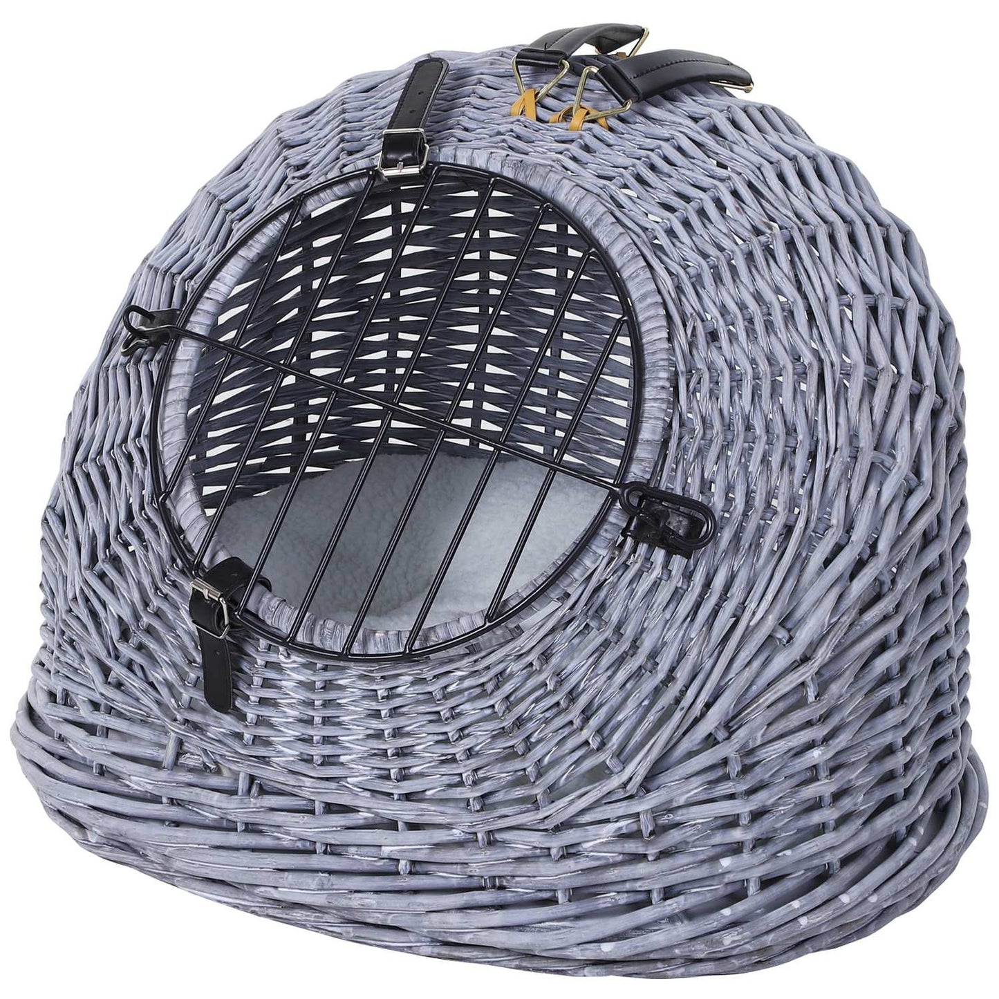 Wicker pet carrier - Grey, 47x35x35 cm