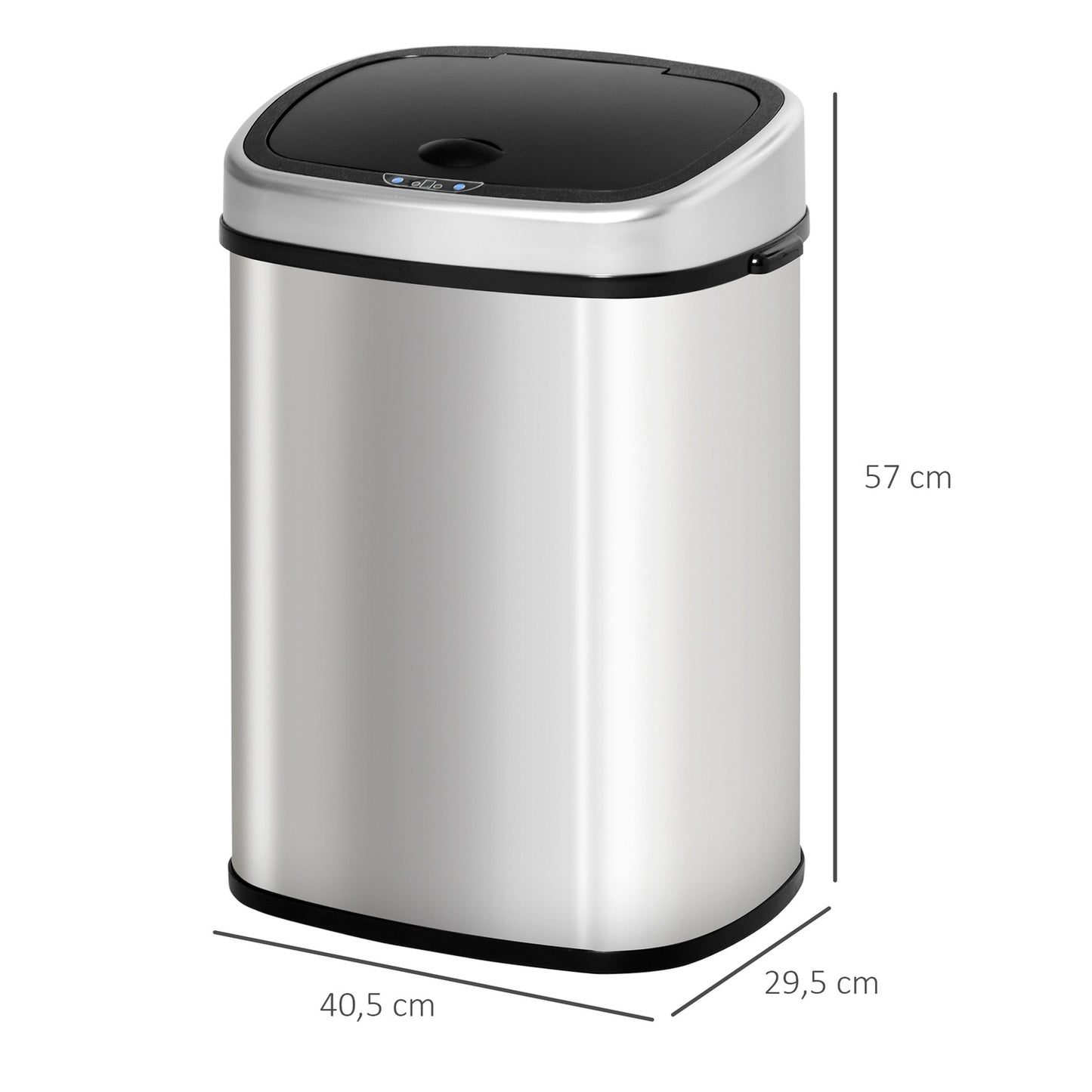 48L waste bin in stainless steel with infrared sensor, silver