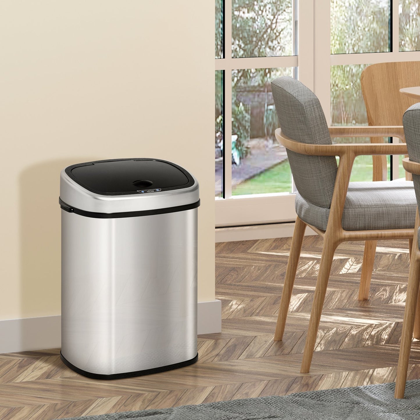 48L waste bin in stainless steel with infrared sensor, silver