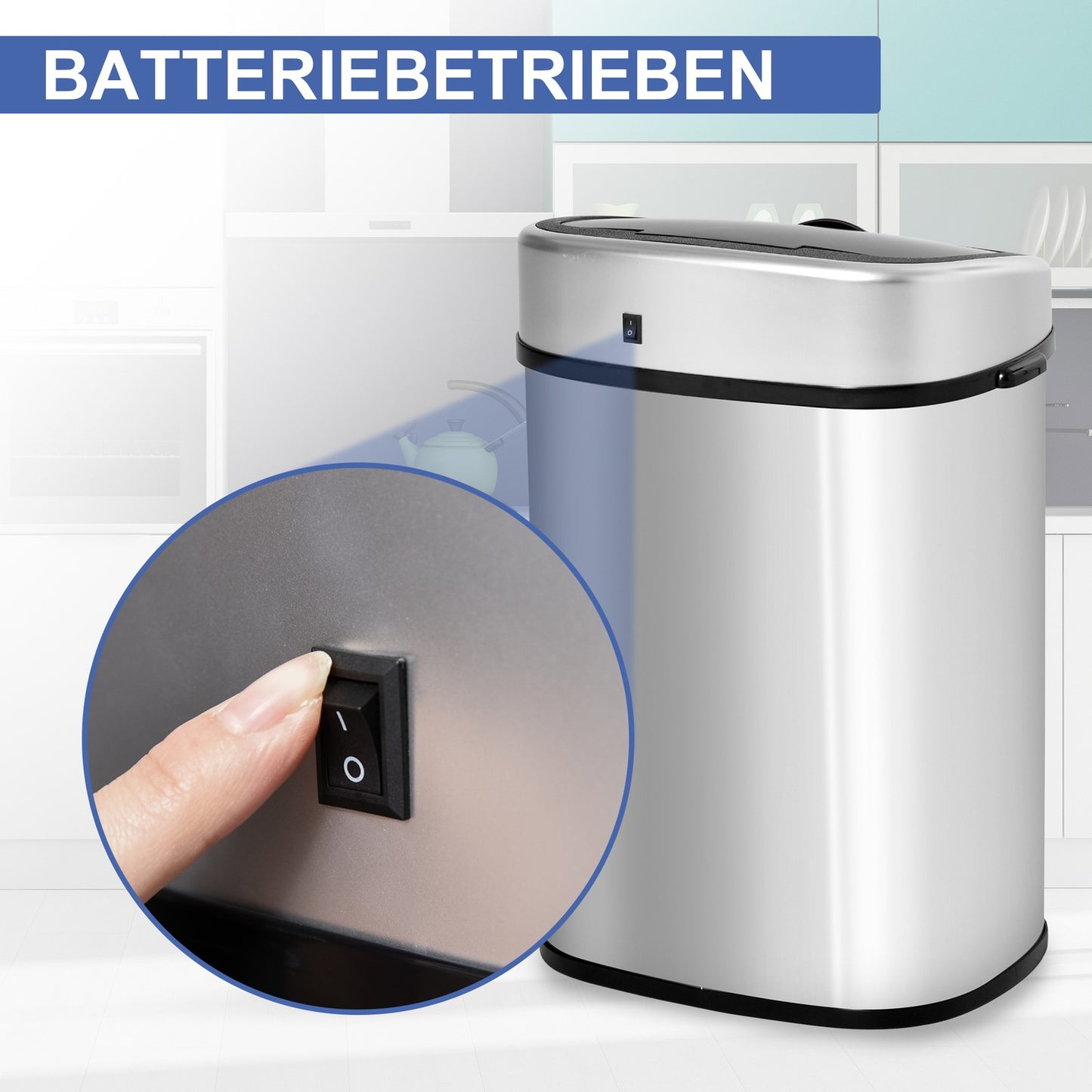 Automatic 58L waste bin in stainless steel with sensor