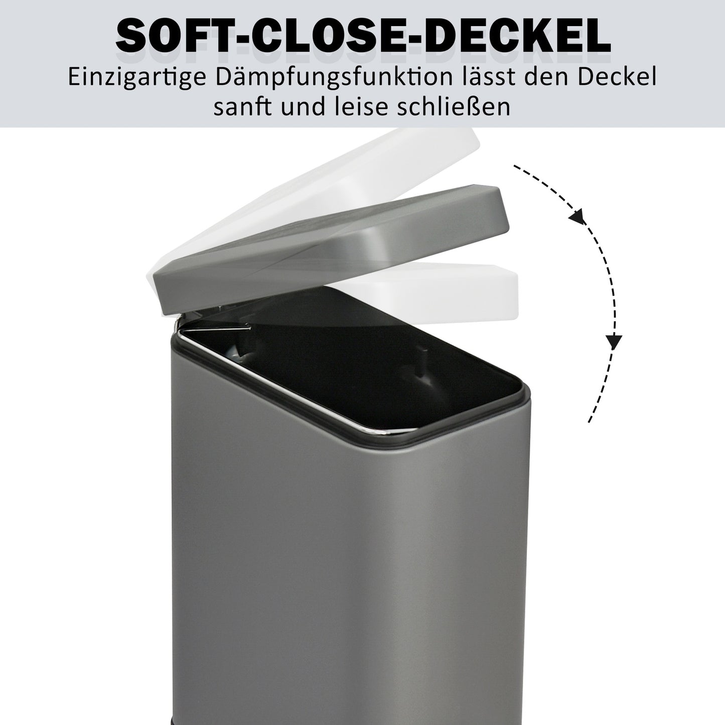 Trash Can Pedal Bin 5L With Lid and Inner Bin, Grey