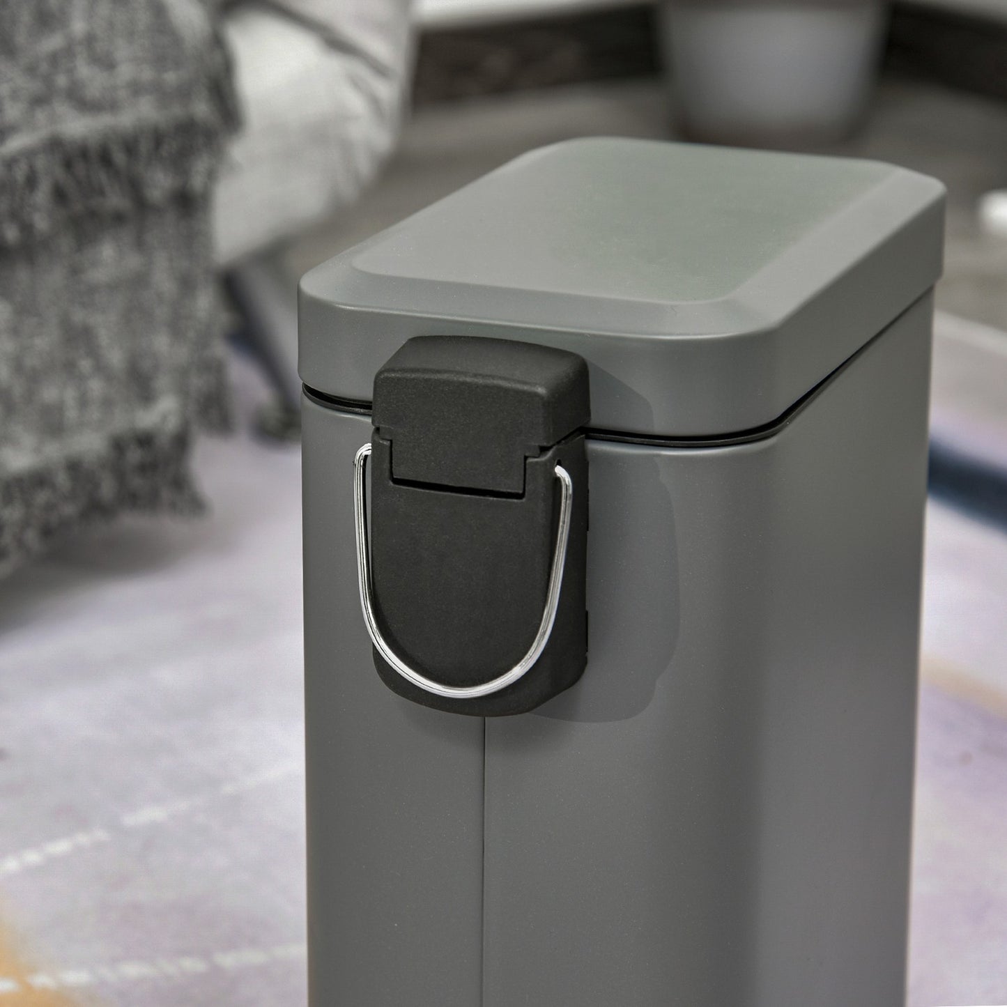 Trash Can Pedal Bin 5L With Lid and Inner Bin, Grey