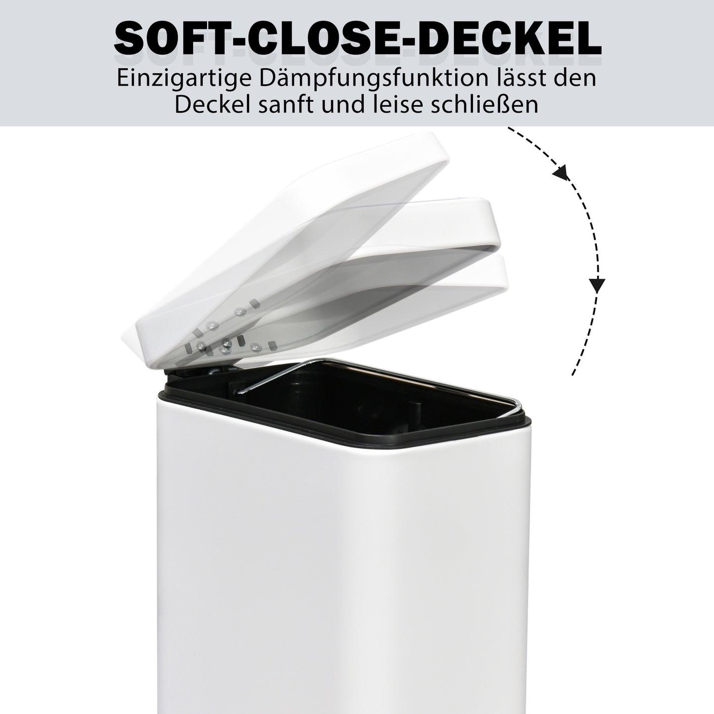 5L white metal pedal container with inner container for office
