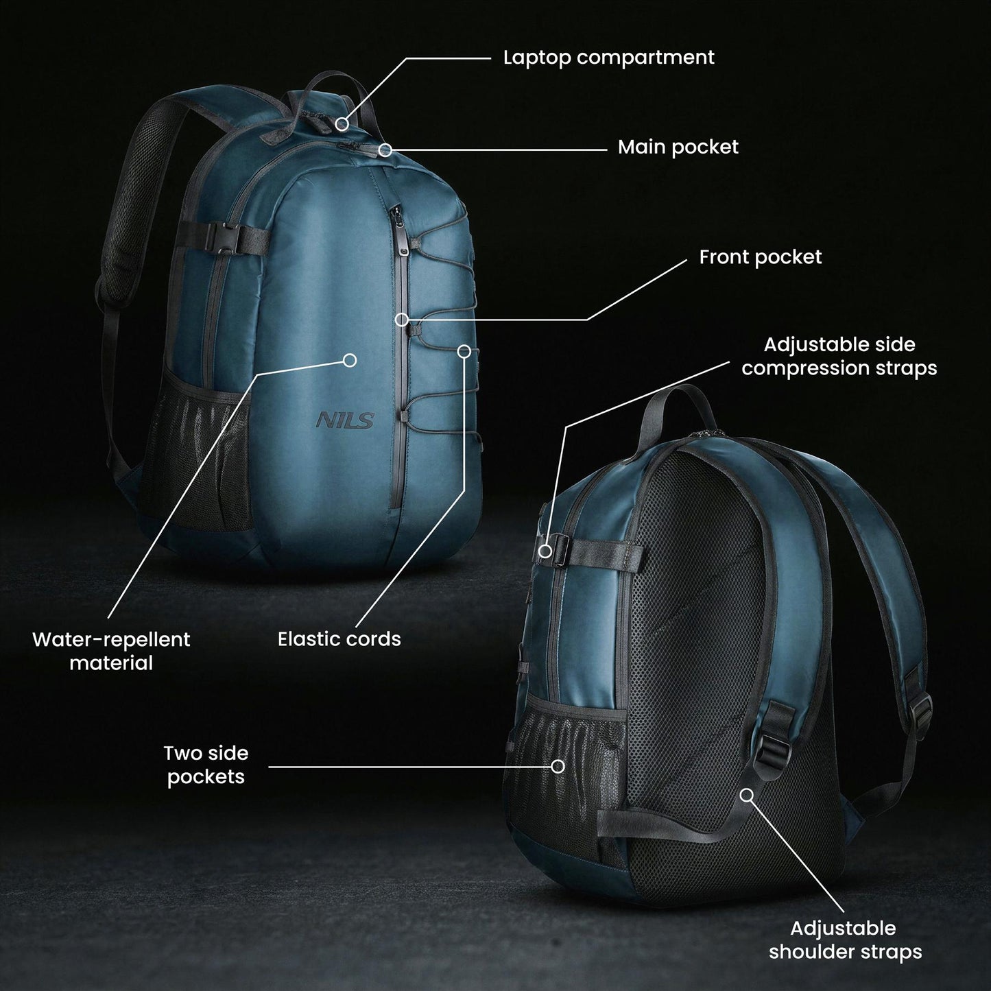 Travel Backpack, 20L PU Laptop Compartment, Blue