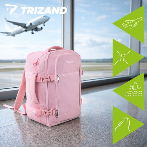 Travel Backpack 40x25x20cm Pink, Lightweight Cabin Bag