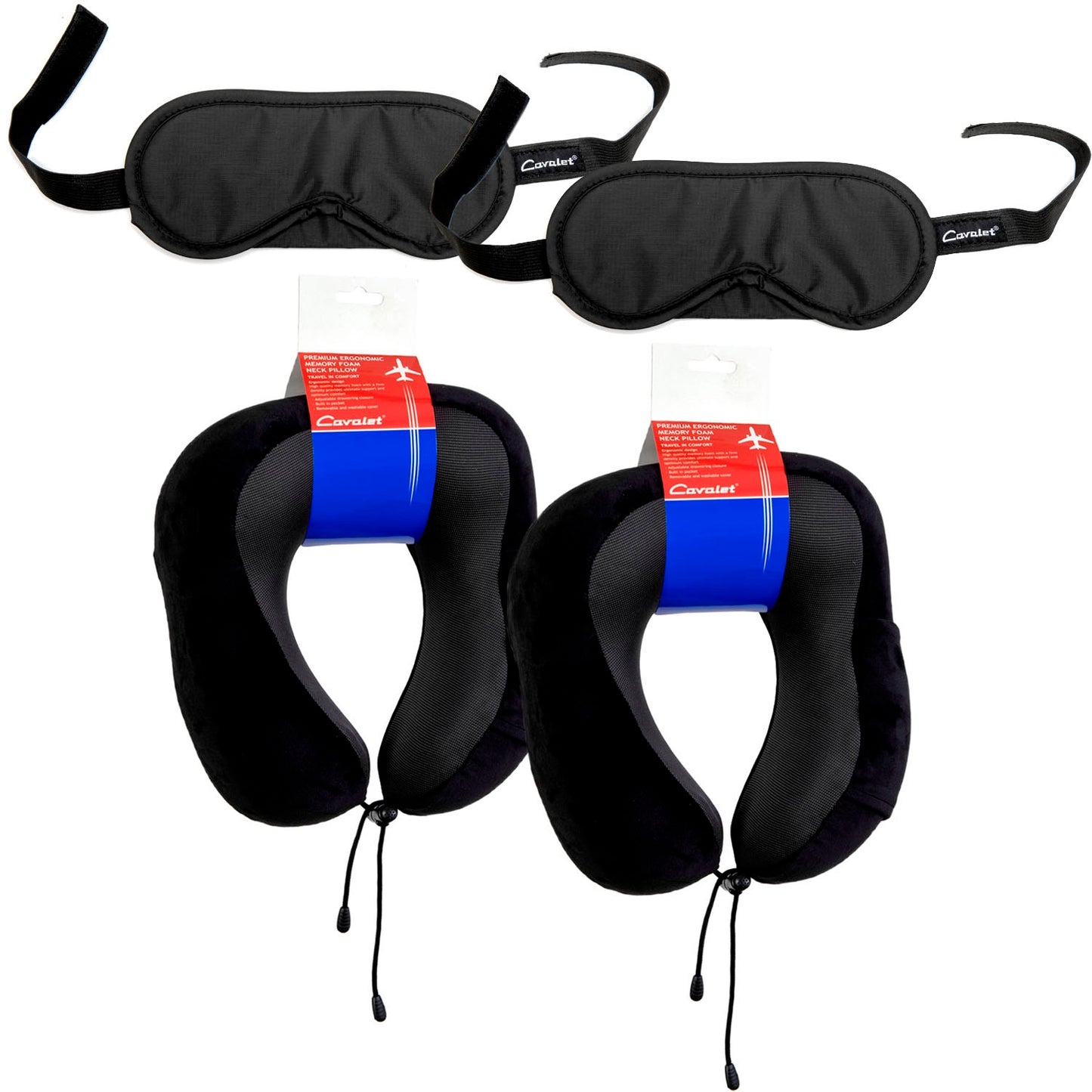 Travel Kit with 2 Neck Pillows & 2 Sleep Masks