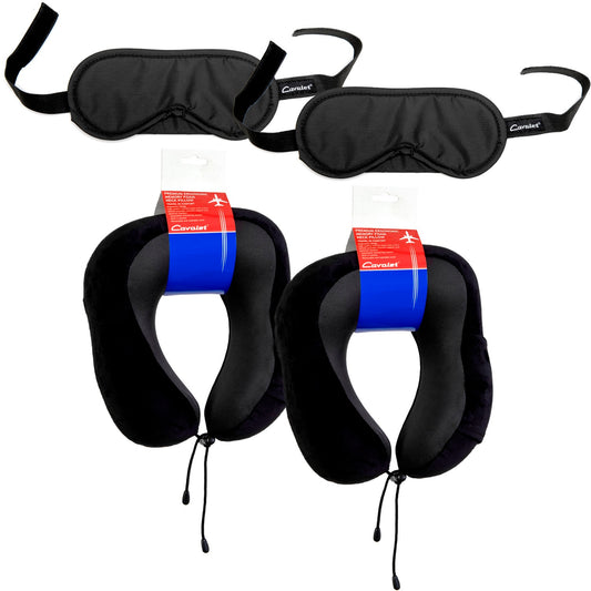 Travel Kit with 2 Neck Pillows & 2 Sleep Masks