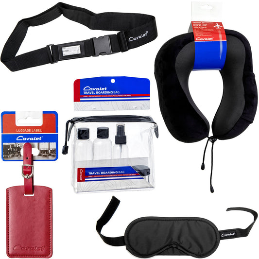 Travel Kit with Neck Pillow, Bottles, Tag, Strap, Mask