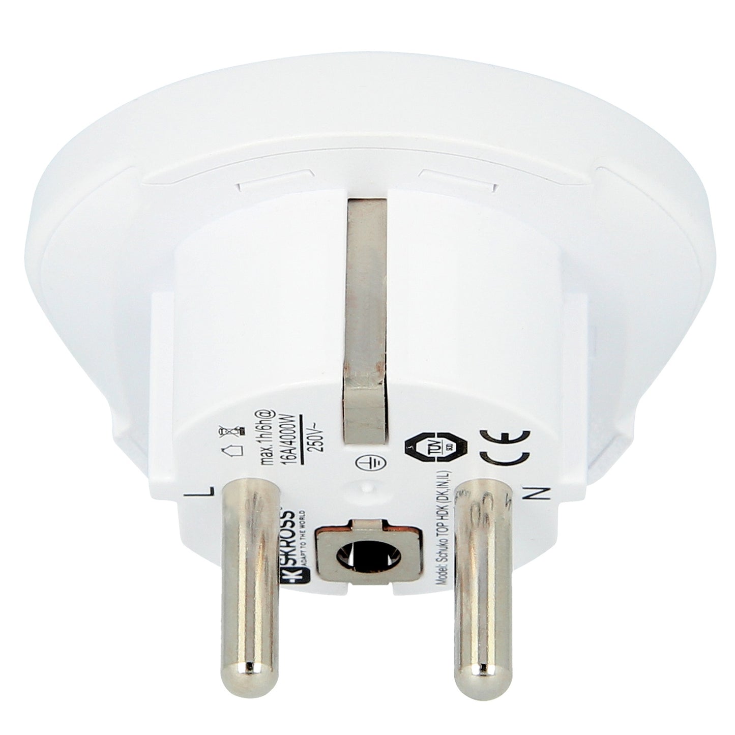 Travel adapter India/Israel/Denmark to Europe Grounded