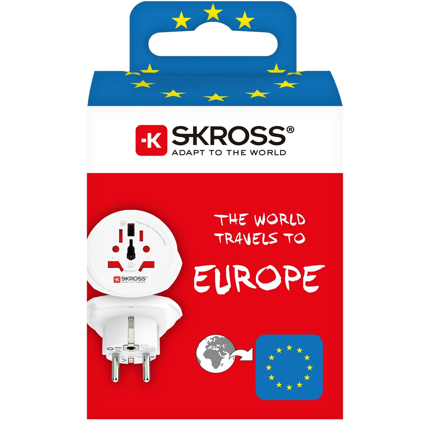 Travel adapter World to Europe Grounded