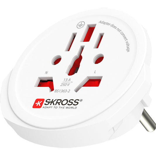 Travel adapter World to Europe Grounded