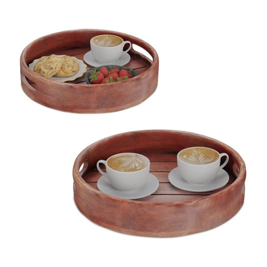 Tray in mango wood 2-piece set