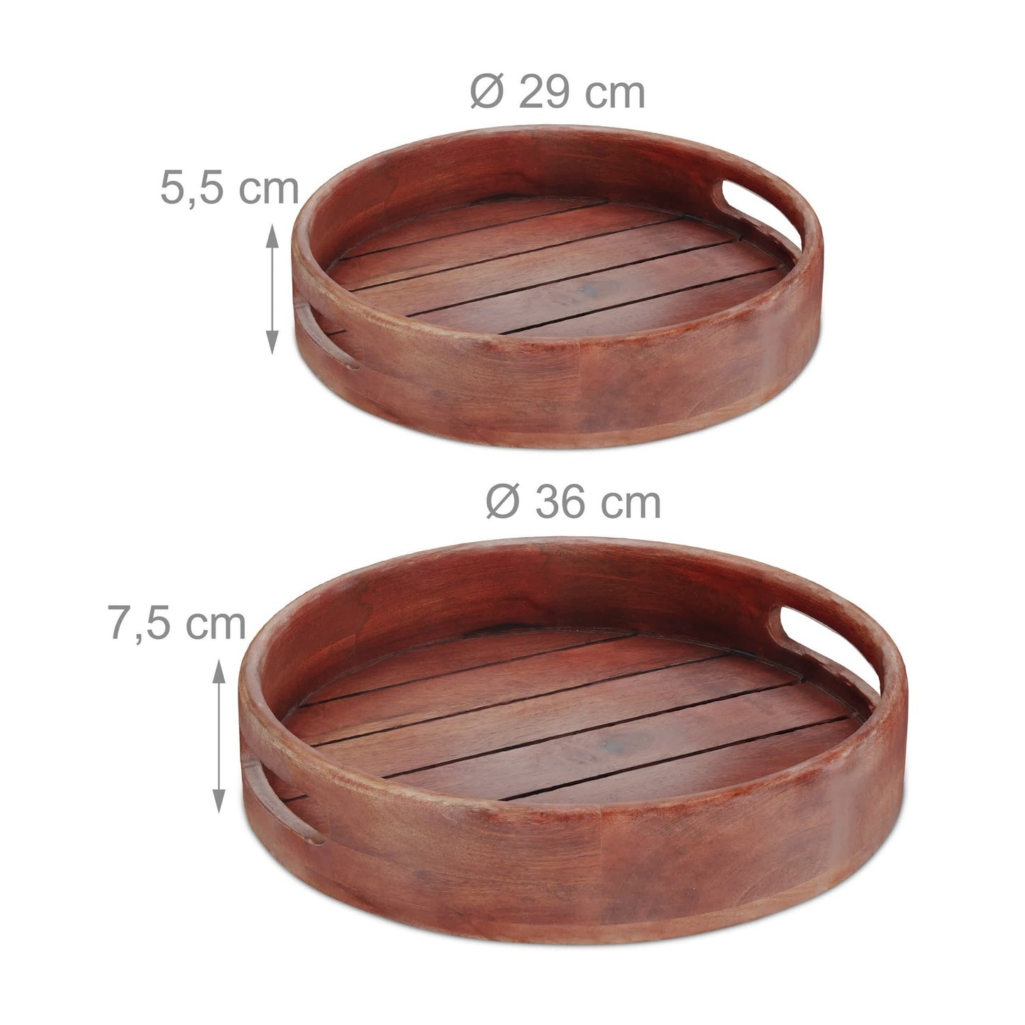 Tray in mango wood 2-piece set