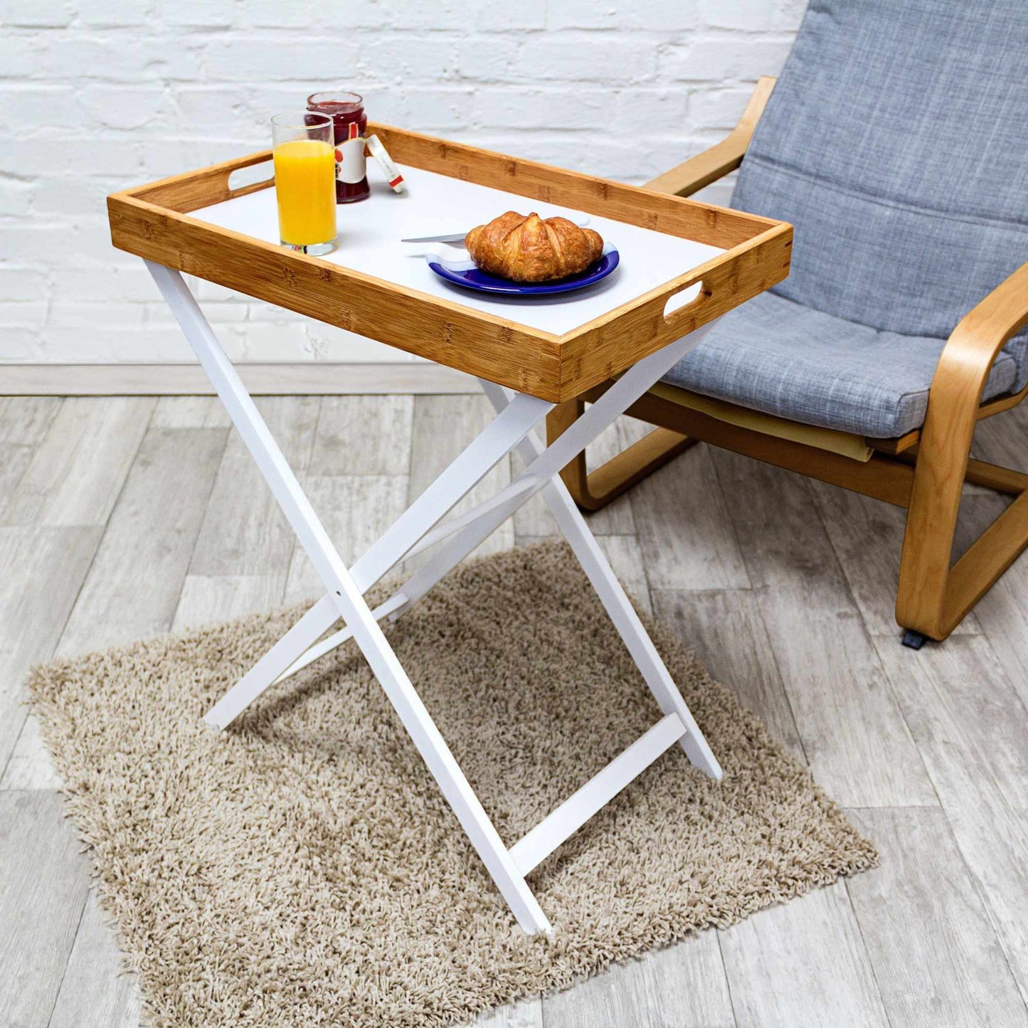 Tray table wood and bamboo 72 cm
