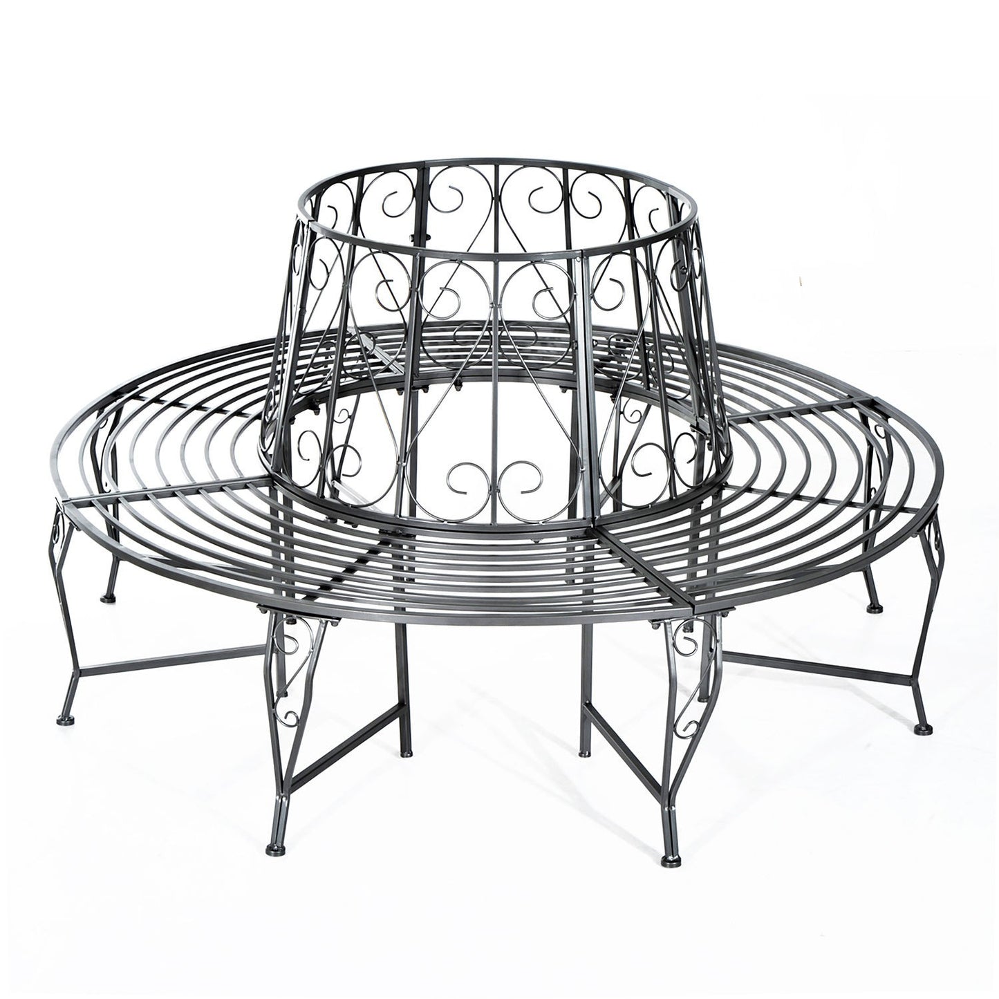 Garden bench in metal 360°, round 160 cm