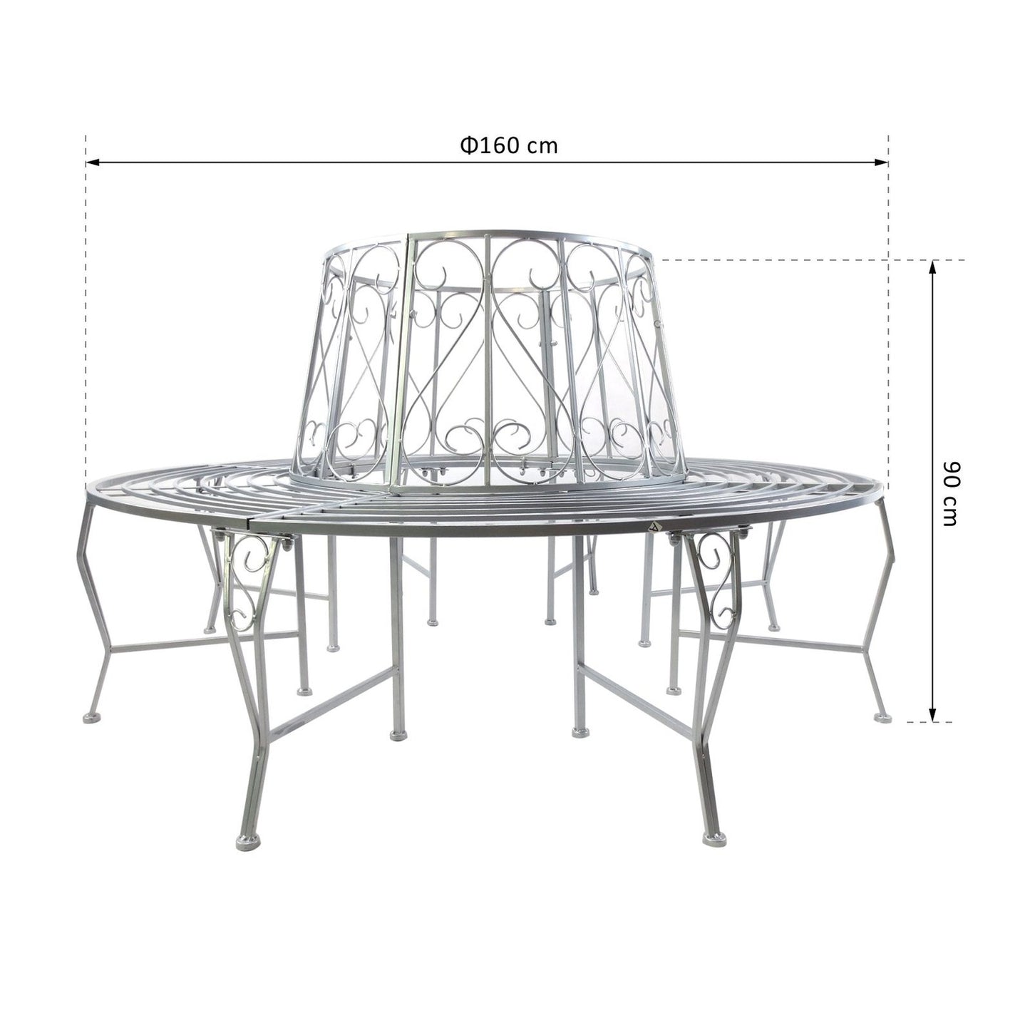 Garden bench in metal 360°, round 160 cm