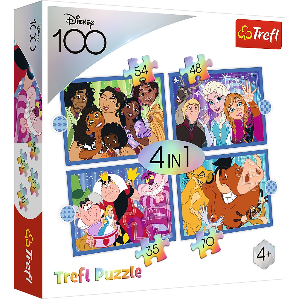 Trefl Disney Puzzle 4 In 1 Set Disney 100, 35 48 54 70 Pcs