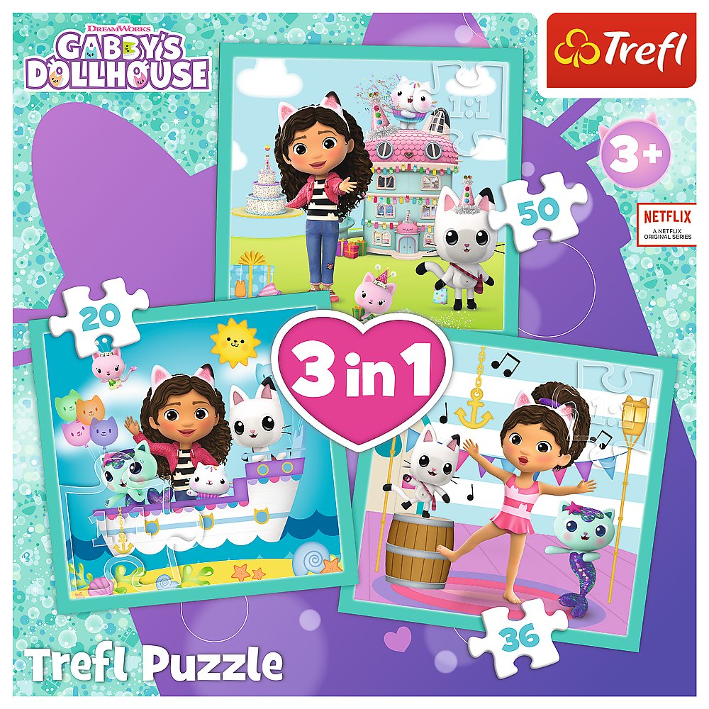 Trefl Gabby´S Dollhouse Puzzle Set 3In1