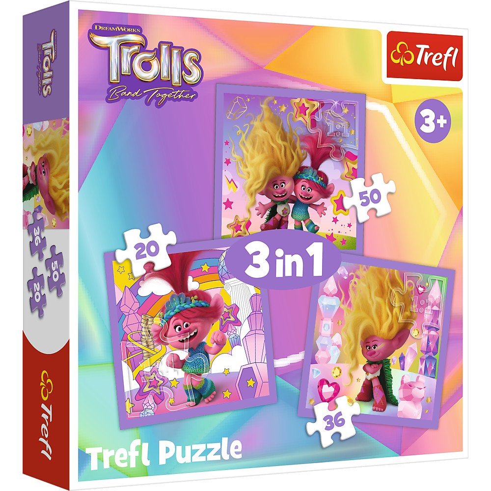 Trefl Trolls Puzzle 3 In 1 Set Trolls 3