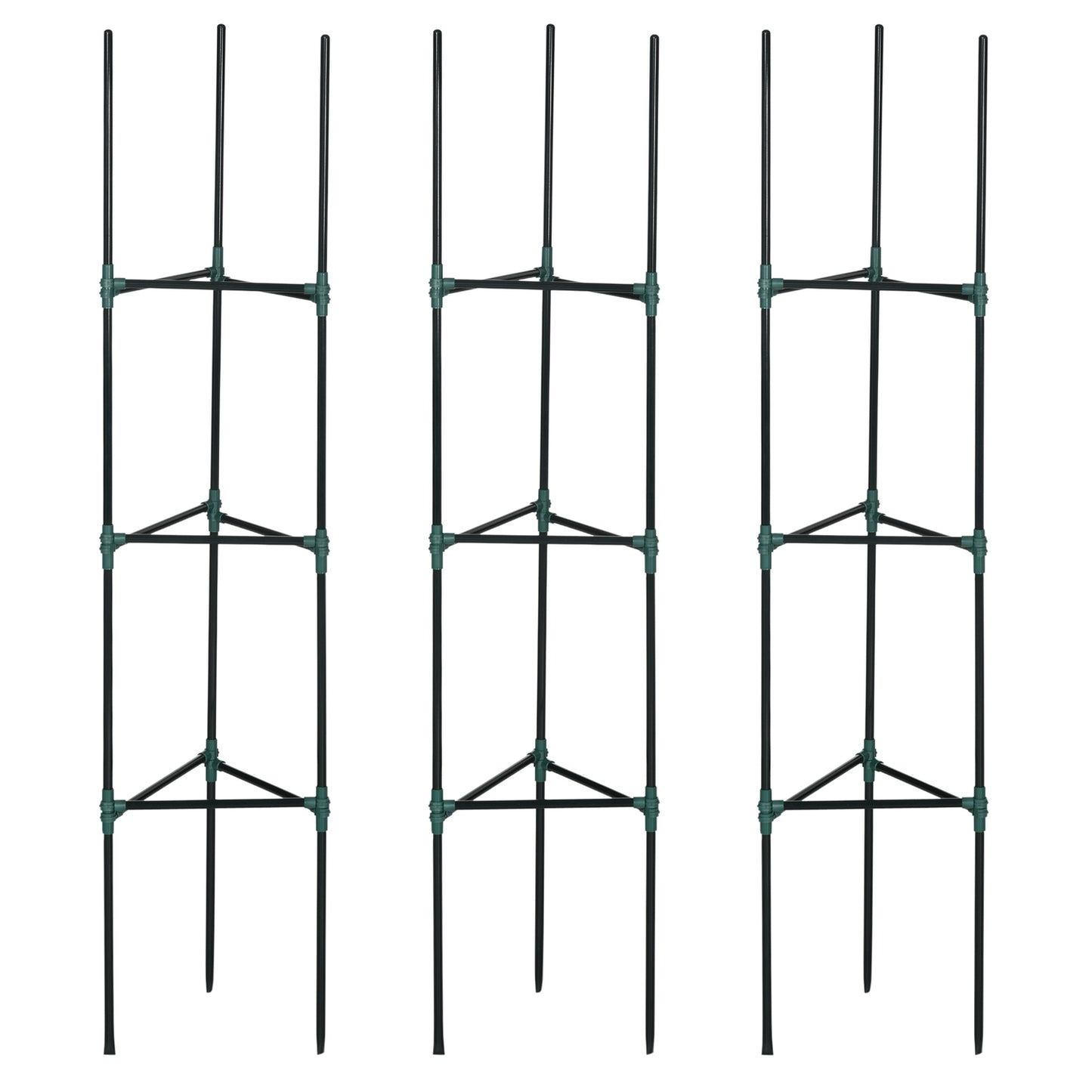 Steel garden trellis supports for climbing plants, set of 3