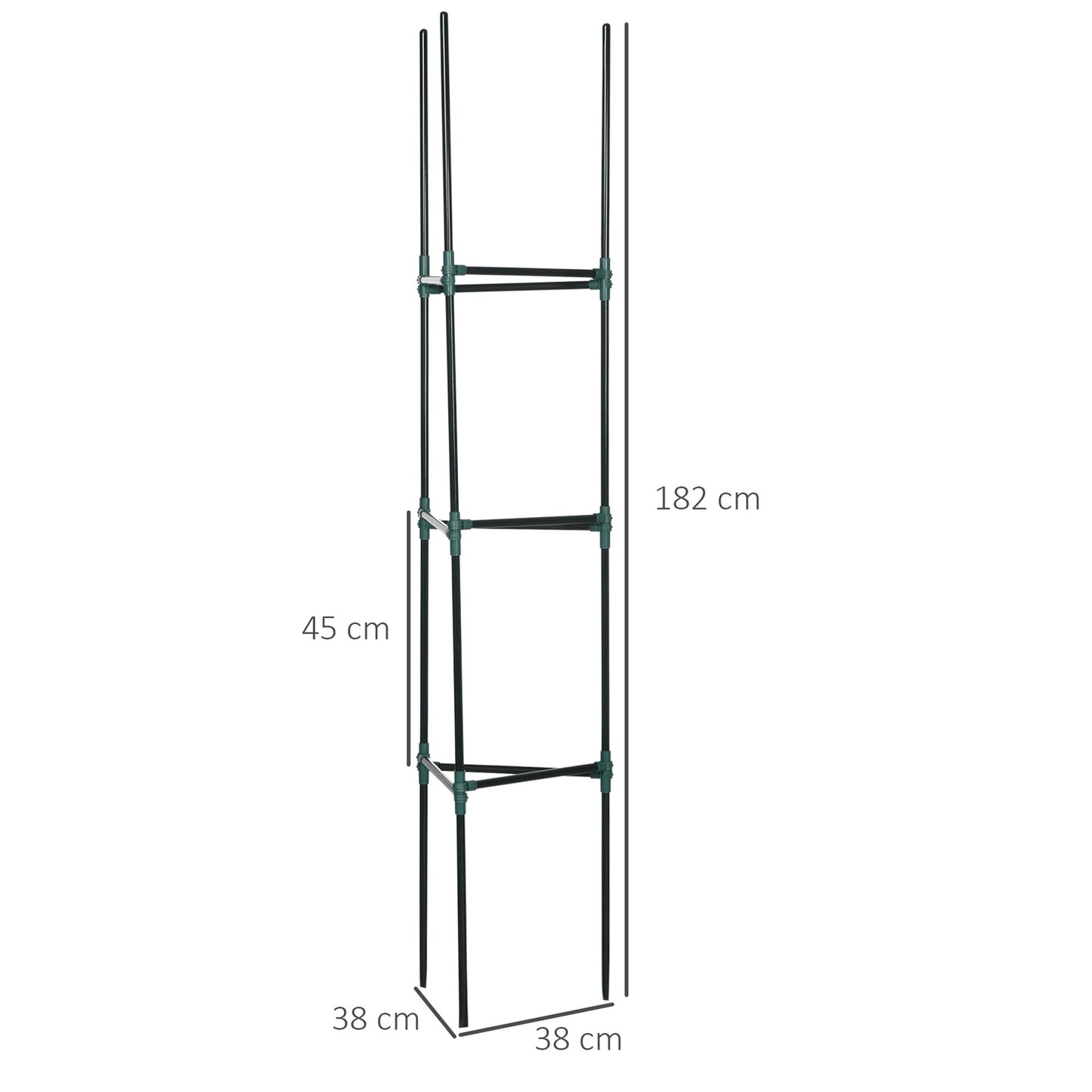 Steel garden trellis supports for climbing plants, set of 3