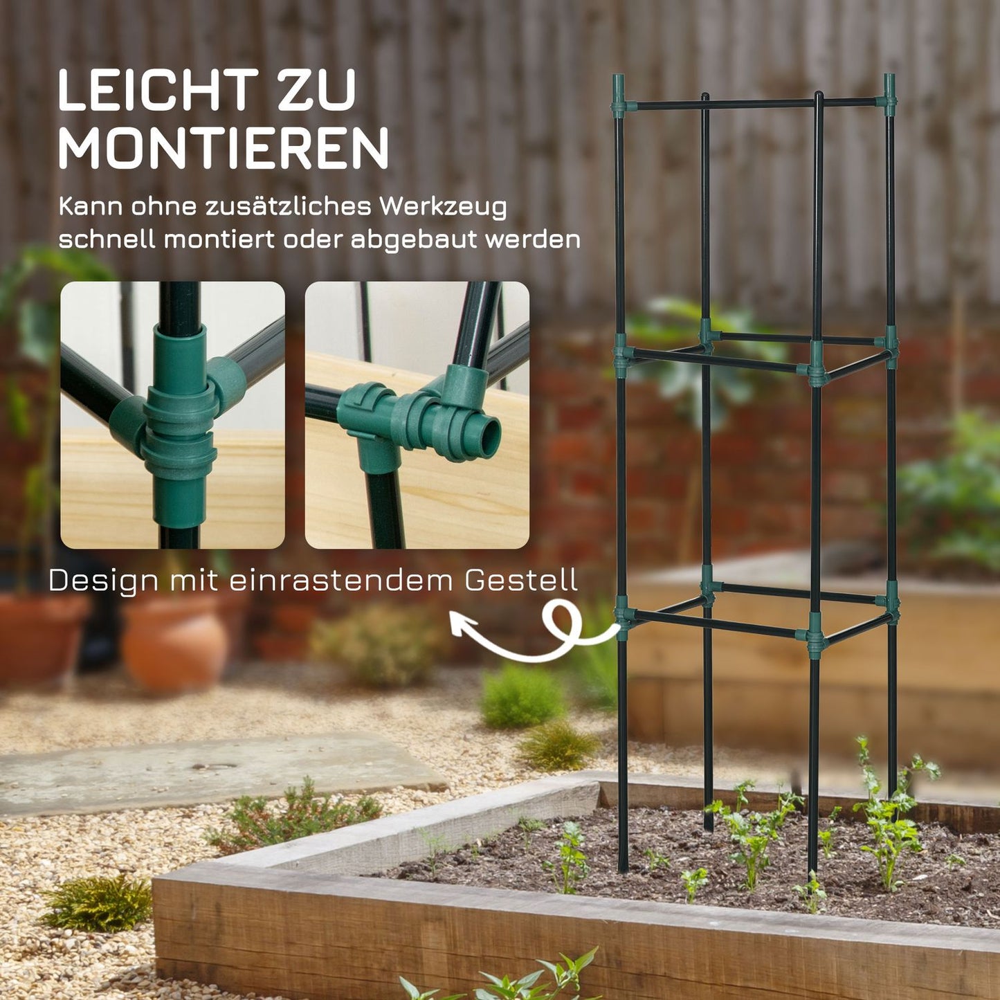 Steel garden trellis supports for climbing plants, set of 3