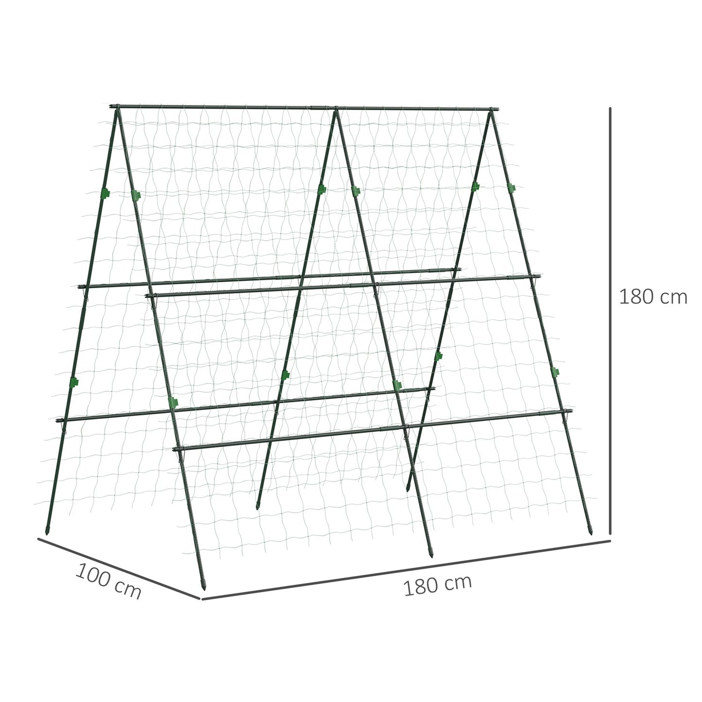 Adjustable plant trellis in steel with net, 180 x 100 x 180 cm
