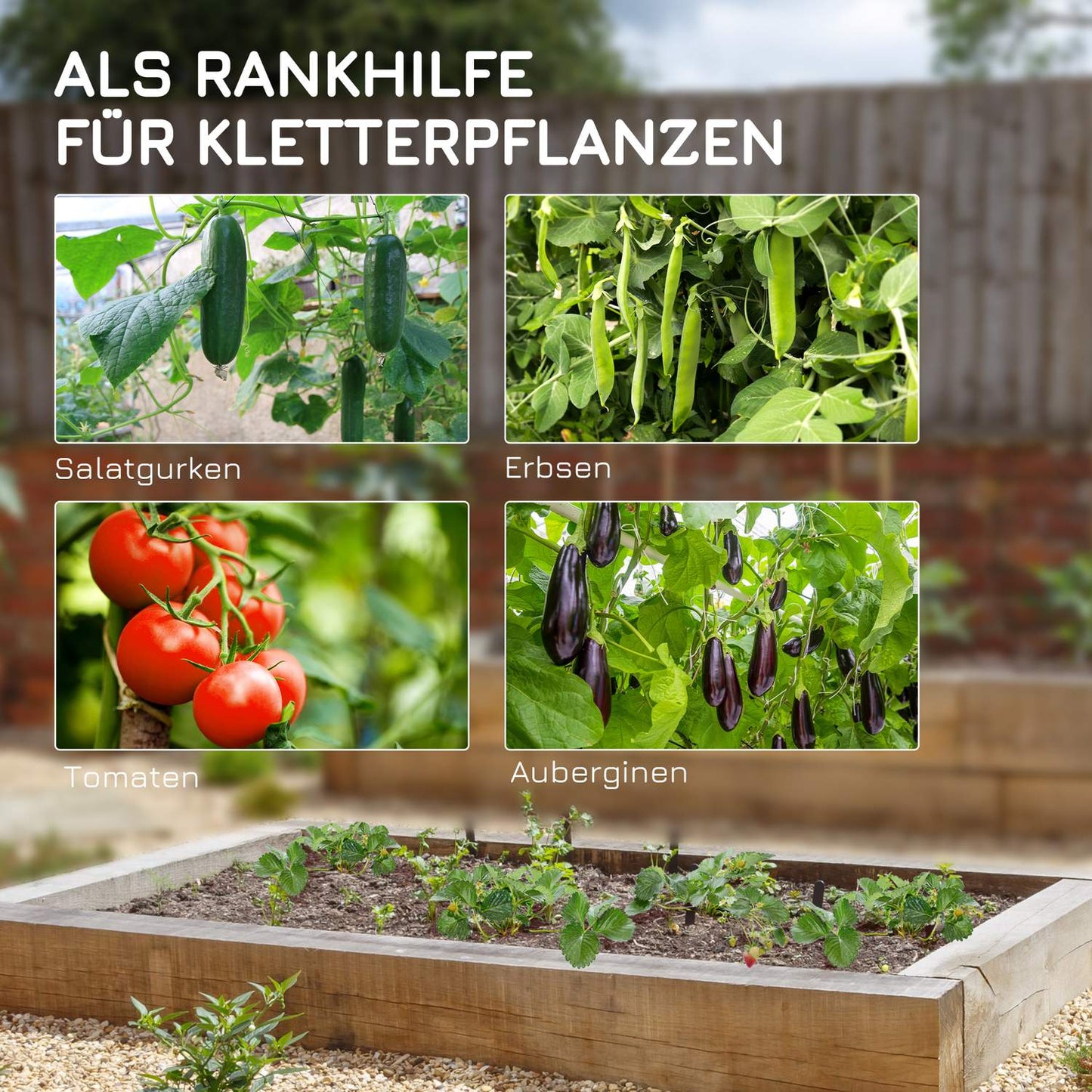 Adjustable plant trellis in steel with net, 180 x 100 x 180 cm