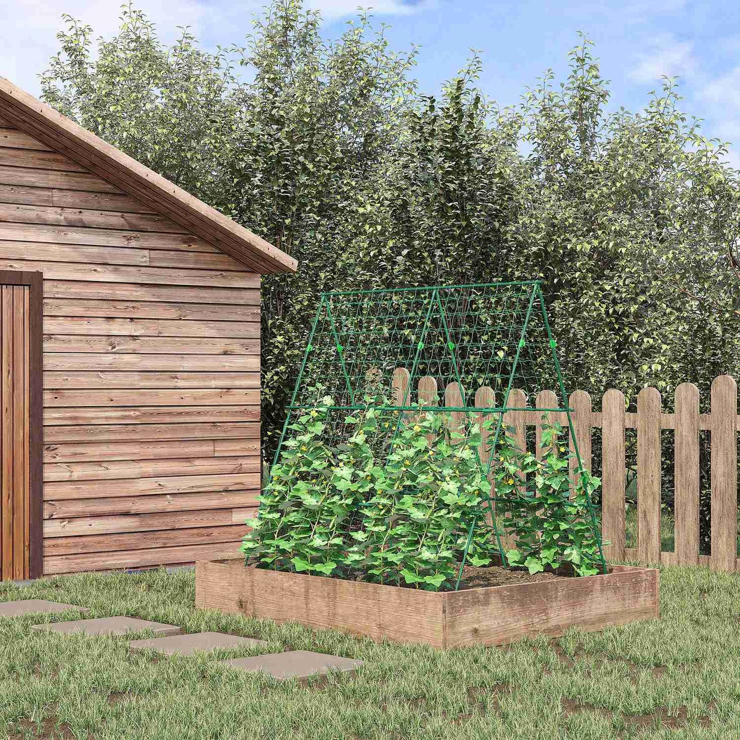 Adjustable plant trellis in steel with net, 180 x 100 x 180 cm