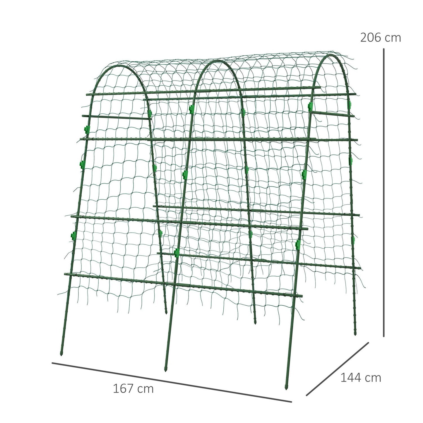 Adjustable plant trellis in steel with net for garden