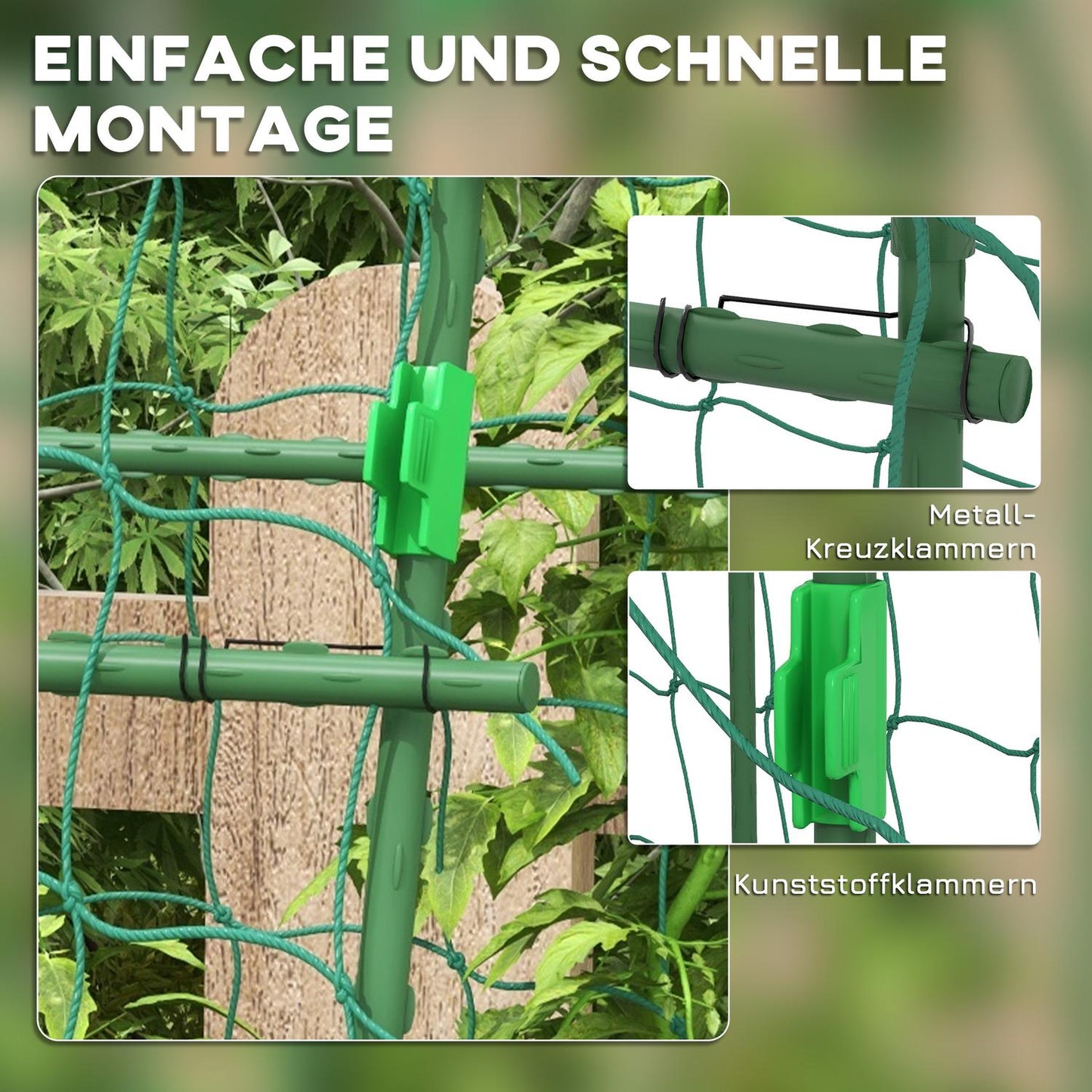Adjustable plant trellis in steel with net for garden