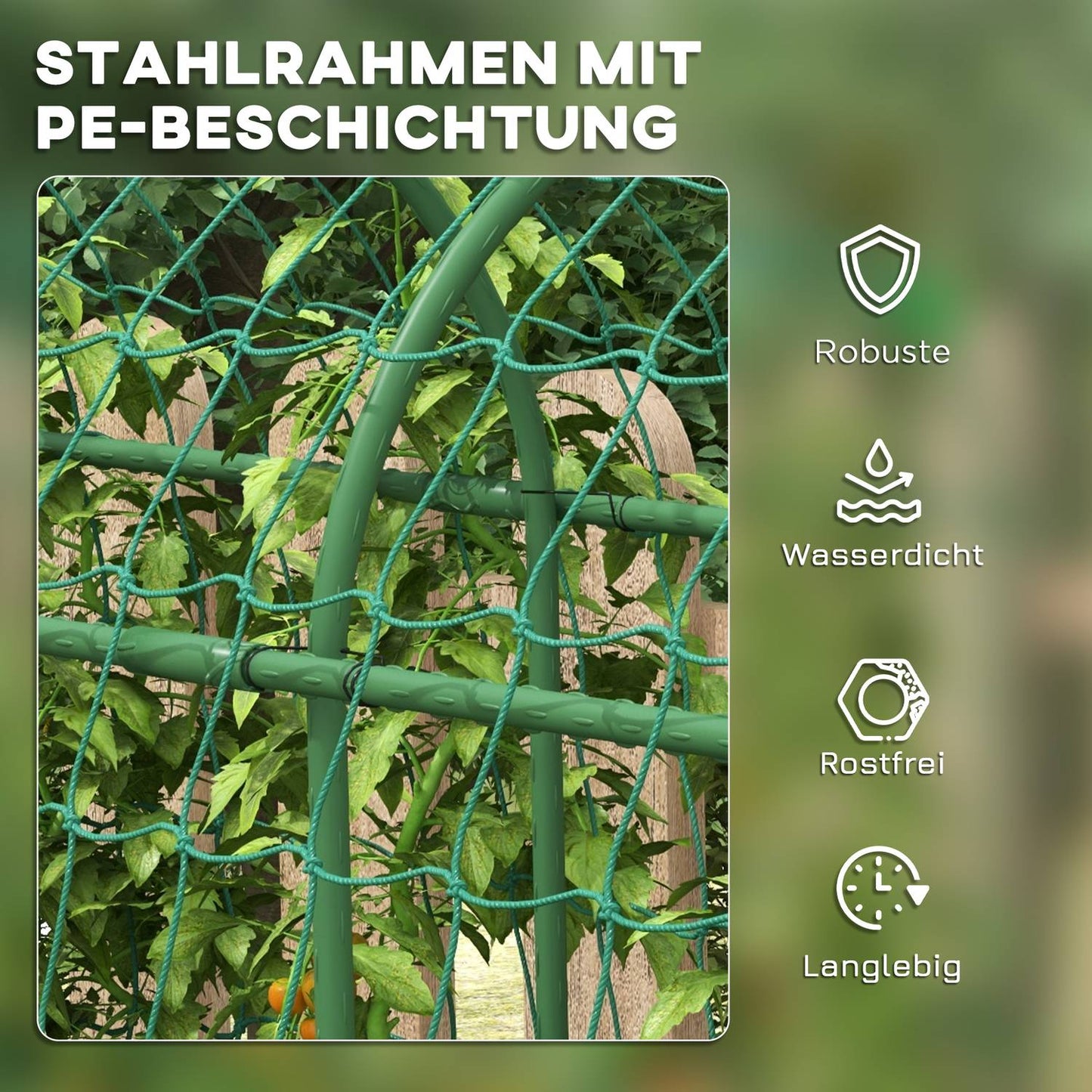 Adjustable plant trellis in steel with net for garden, balcony