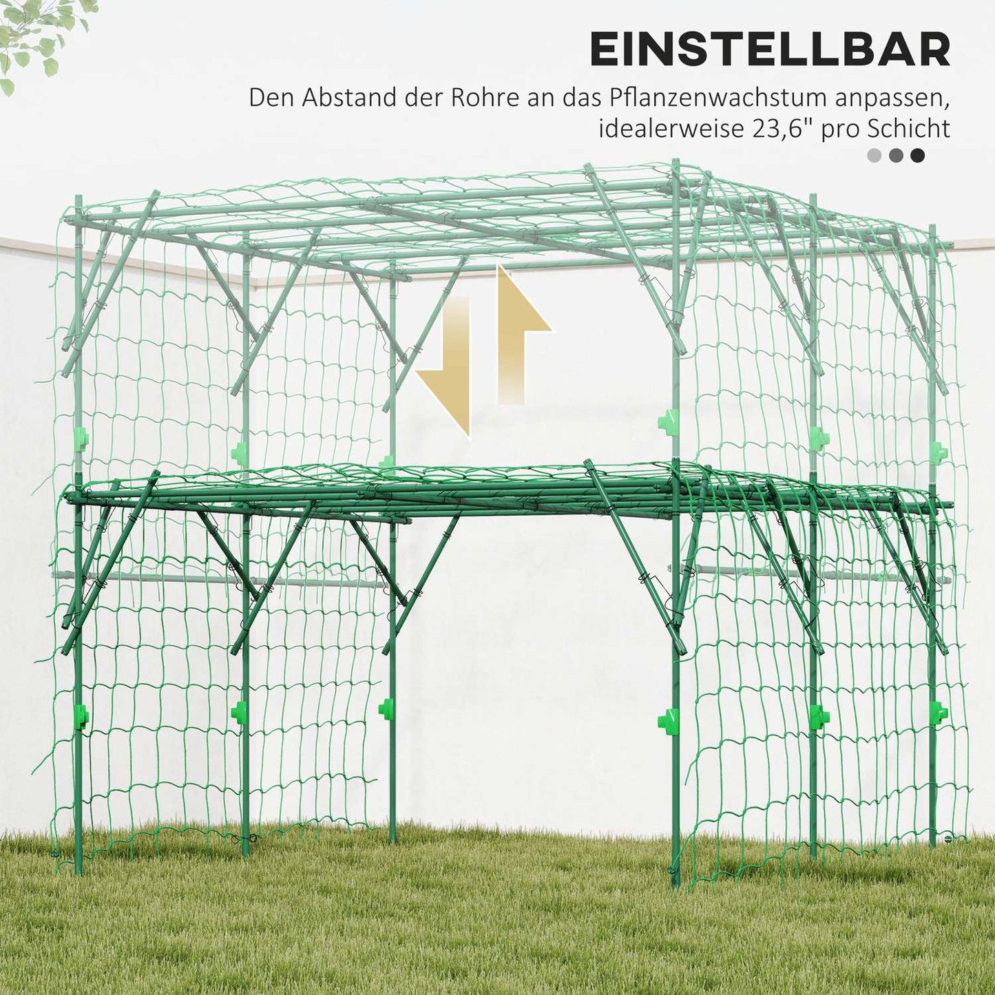 Garden trellis in stainless steel - Triangular, 223x223x223 cm