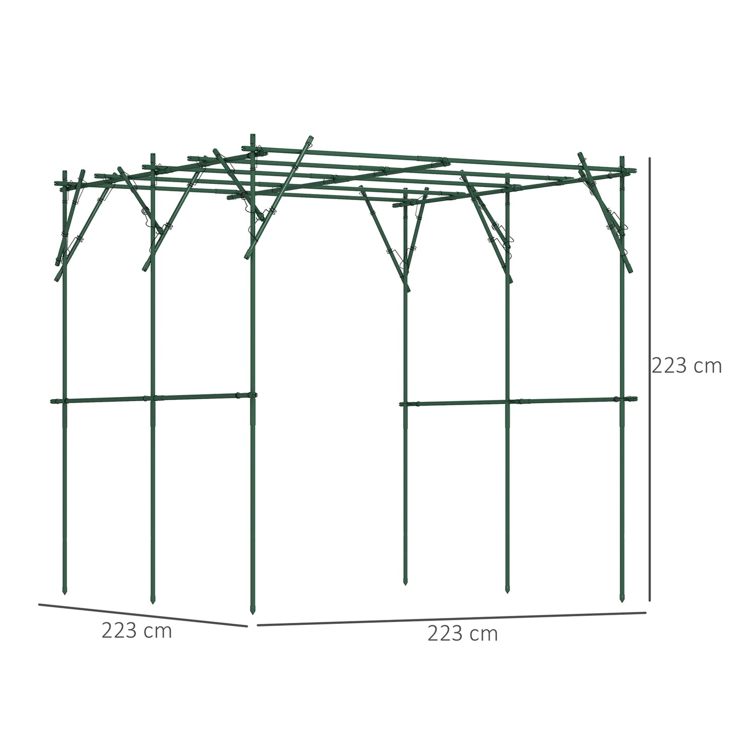 Garden trellis in stainless steel - Triangular, 223x223x223 cm