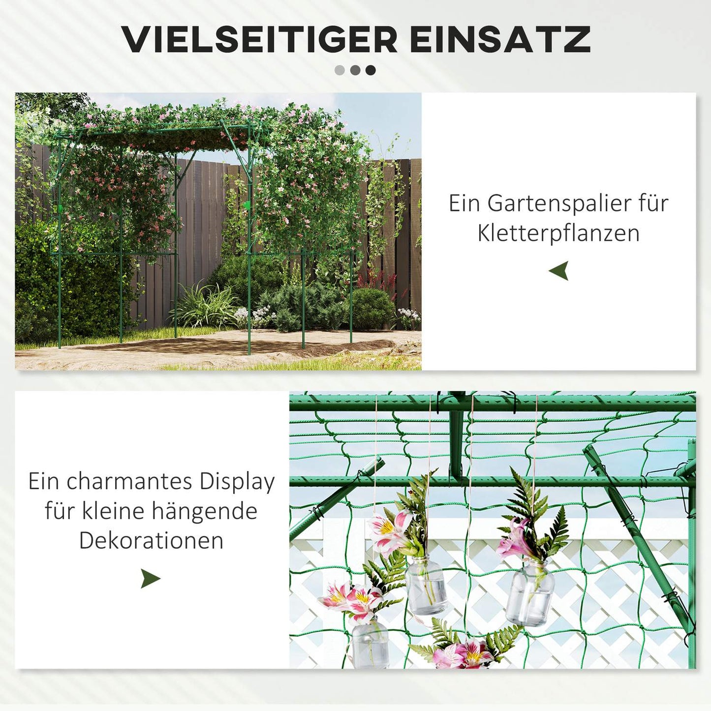 Garden trellis in stainless steel - Triangular, 223x223x223 cm