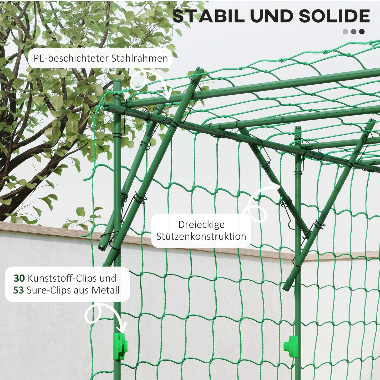 Garden trellis in stainless steel - Triangular, 223x223x223 cm