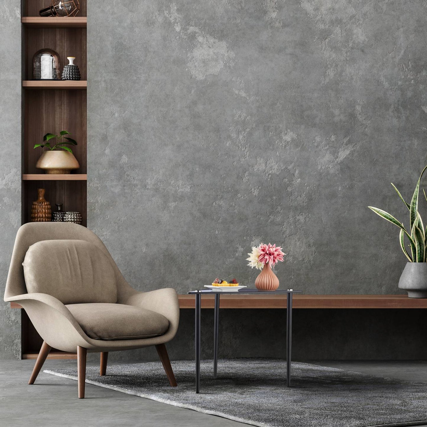 Triangular glass side table