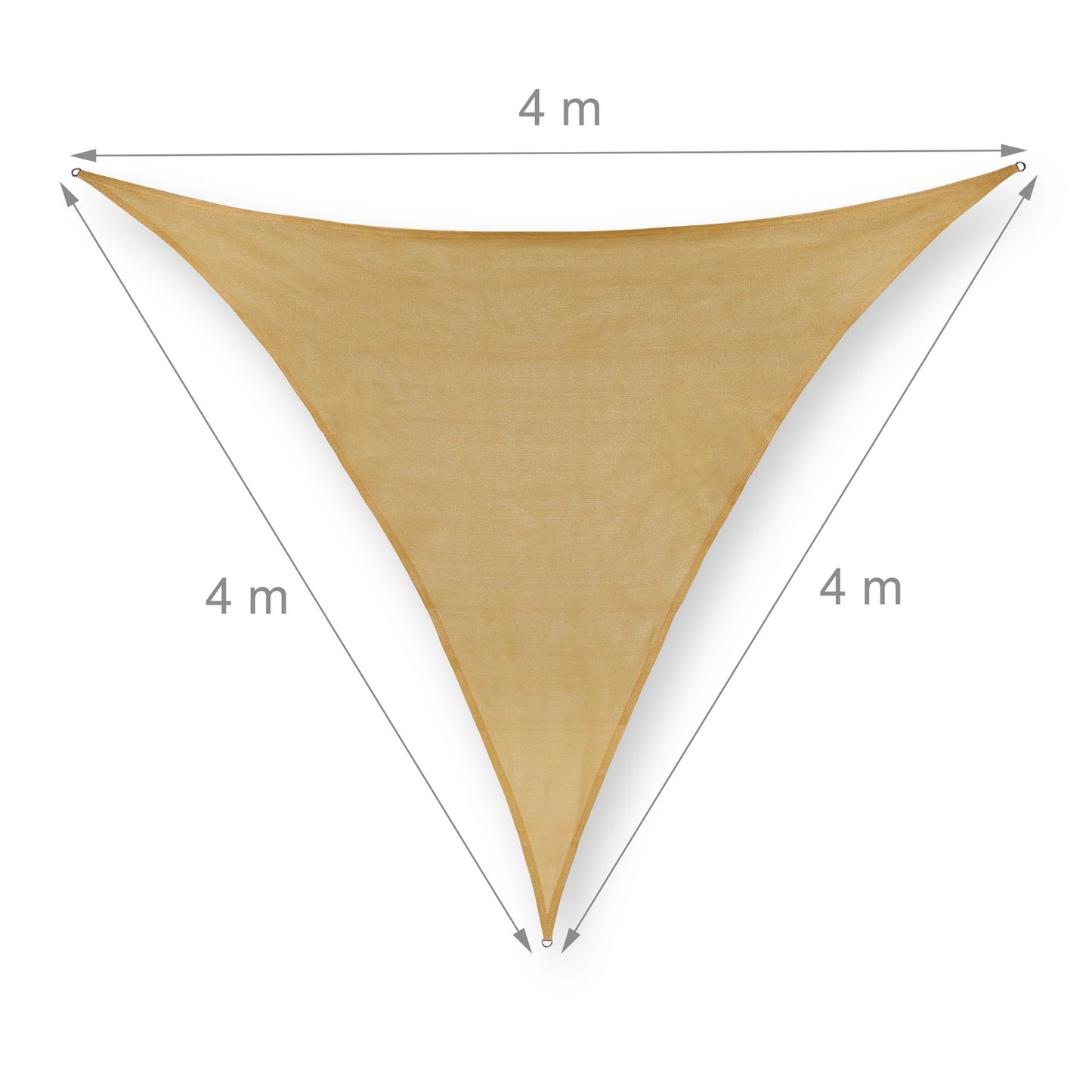 Triangular sand-colored polyethylene sun sail