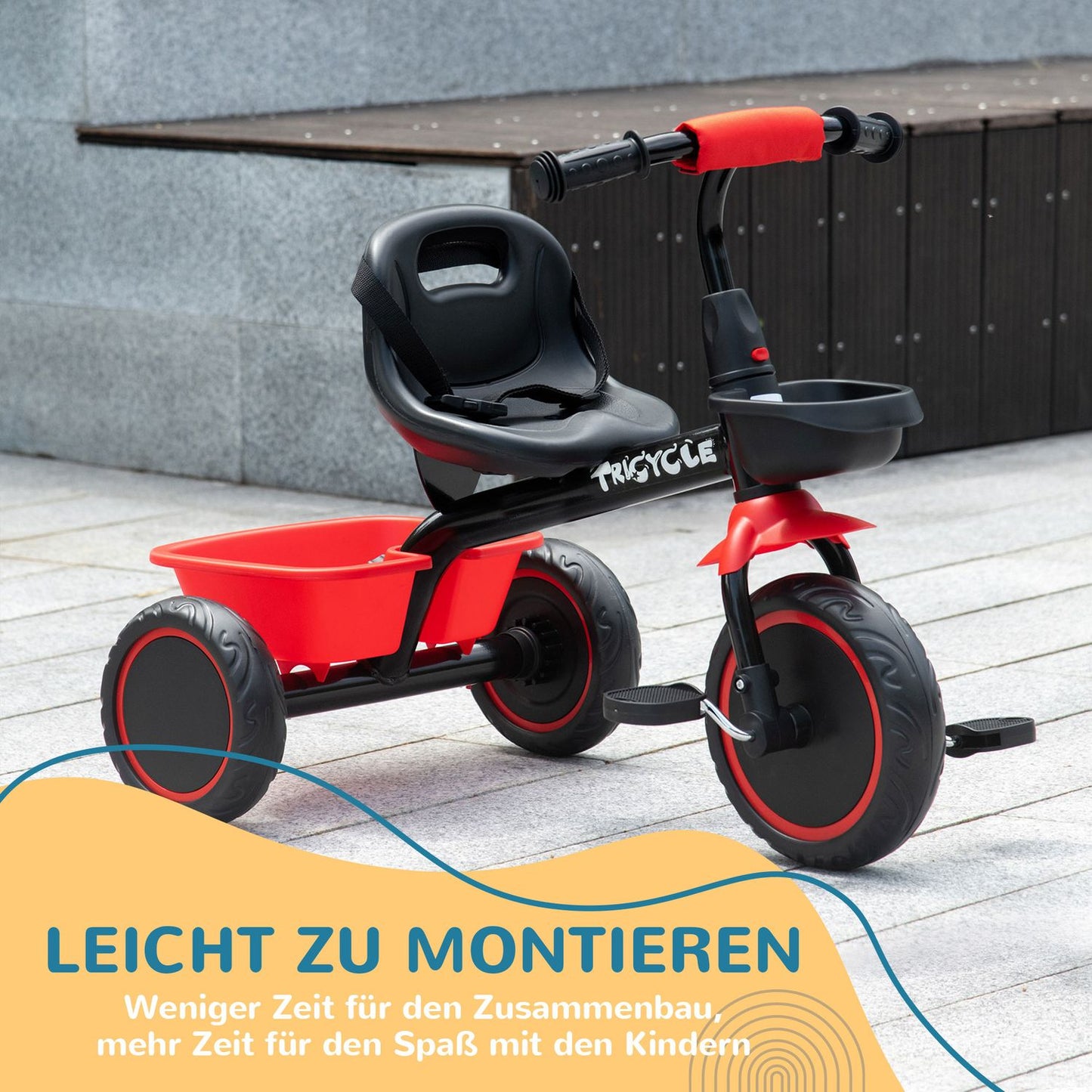 Tricycle for children with basket and adjustable seat 2-5 years