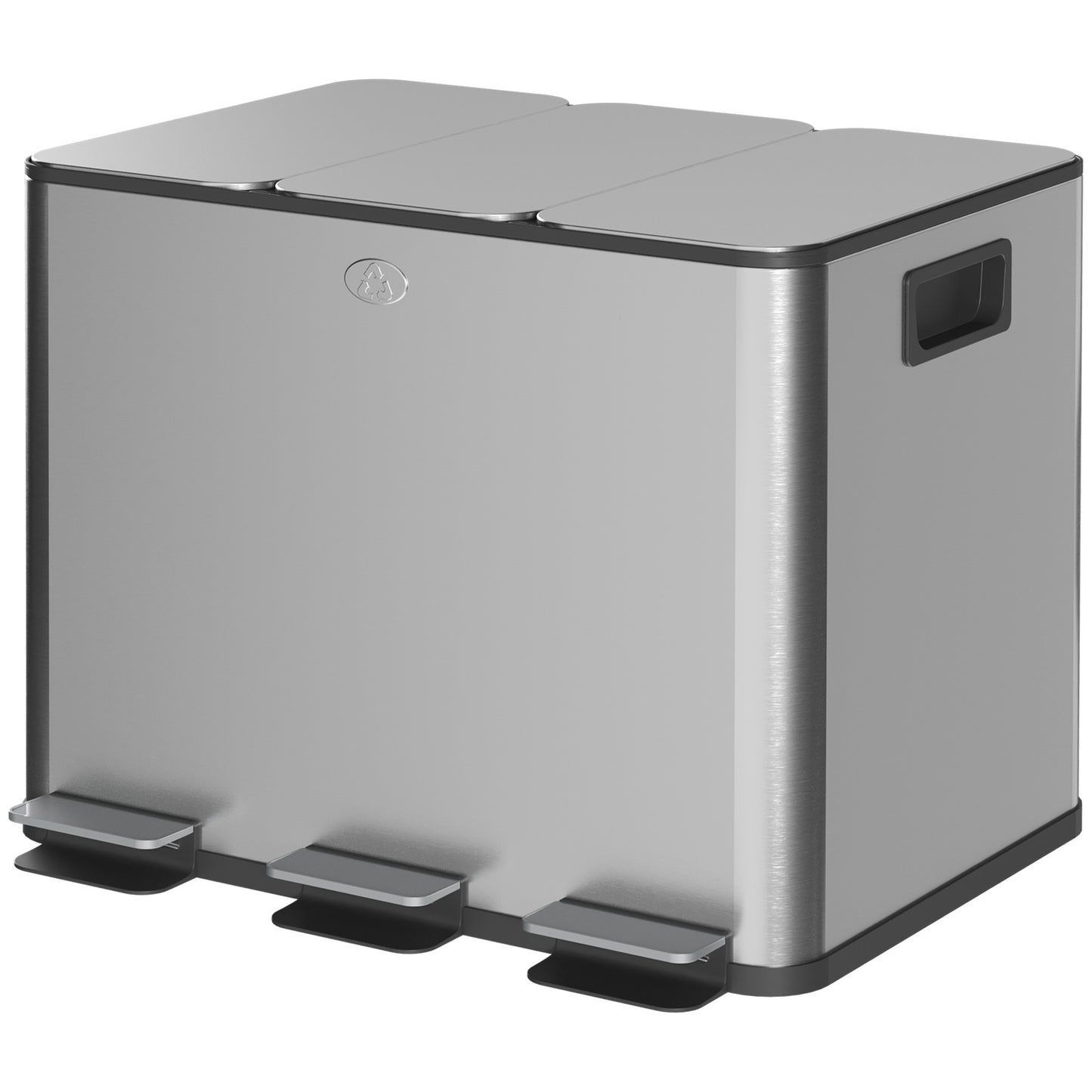 Triple Compartment Stainless Steel Kitchen Bin, 3 x 20L