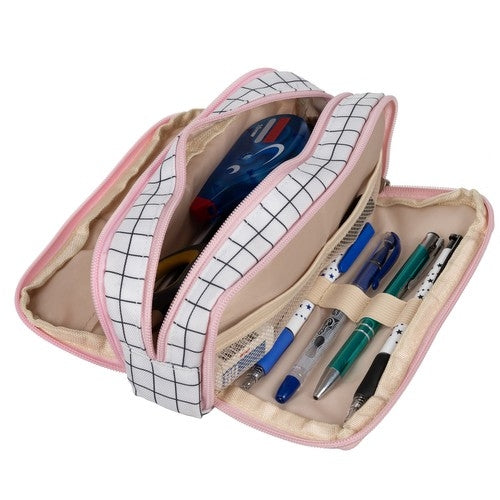 Triple folding pencil case - checkered Maaleo24514