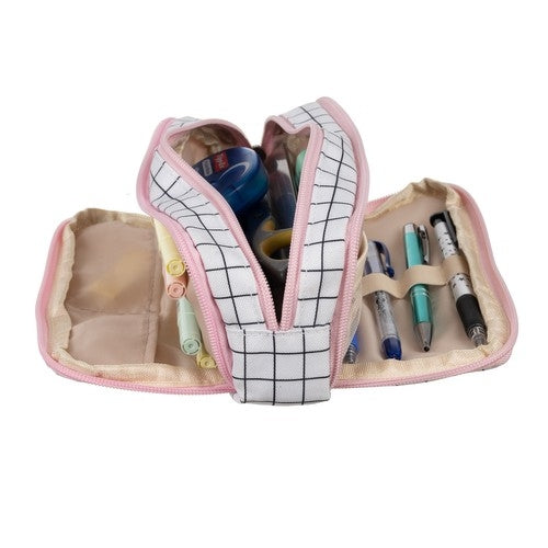 Triple folding pencil case - checkered Maaleo24514