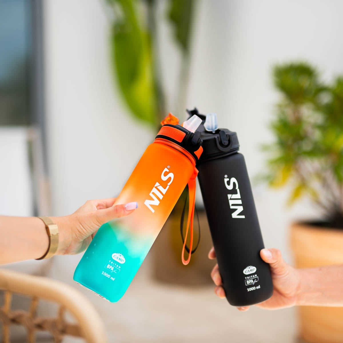 Tritan Water Bottle, Orange-Blue, Leak-Proof, 1000 ml