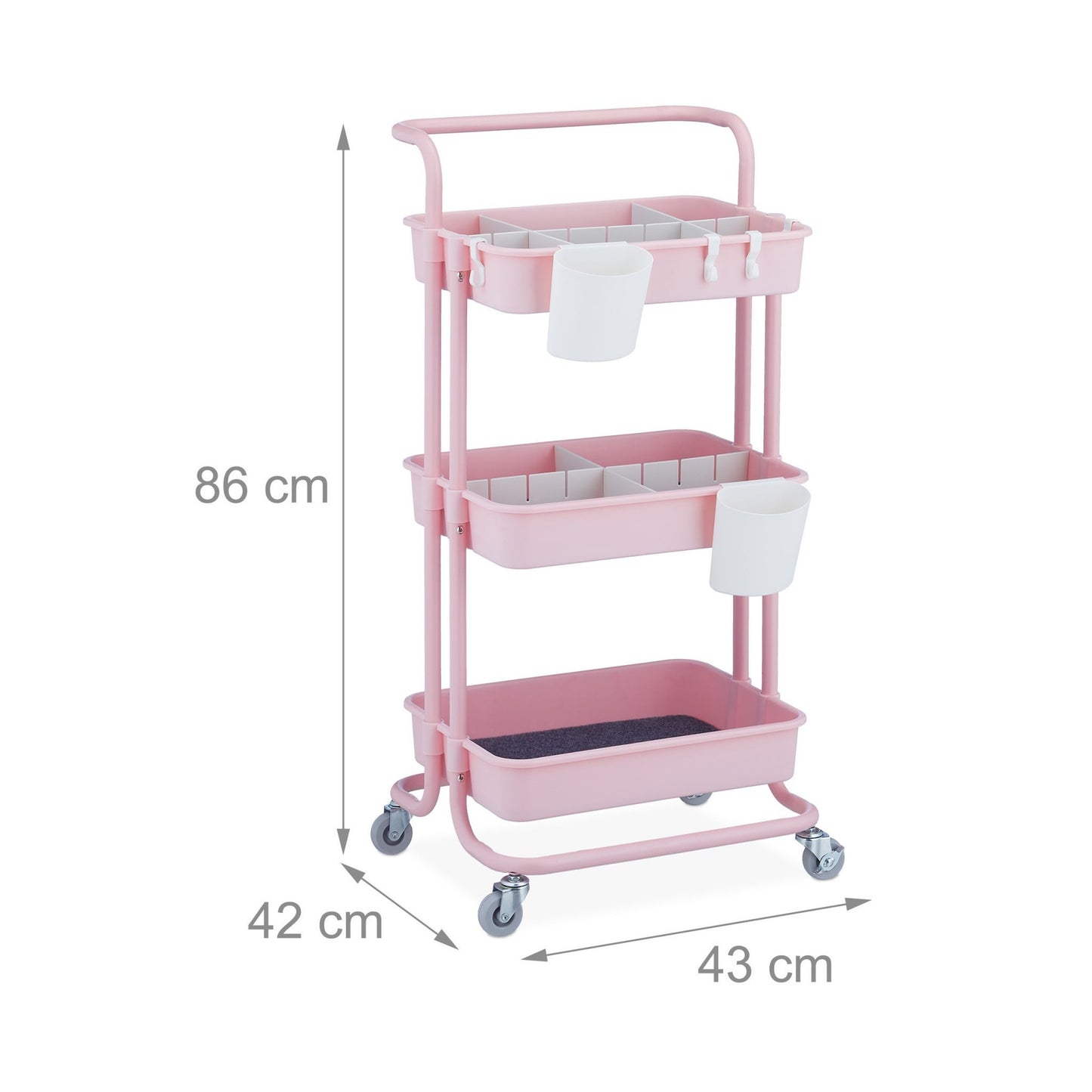 Trolley with 3 shelves